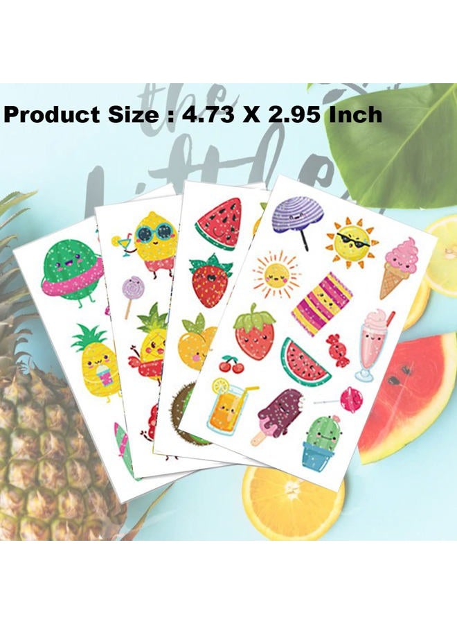 Ooopsiun Summer Glitter Fruit Temporary Tattoos for Kids - 110 Glitter Styles,Watermelon Strawberry Pineapple Tattoos Sticker for Boys Girls Birthday Party Favors - Image 4