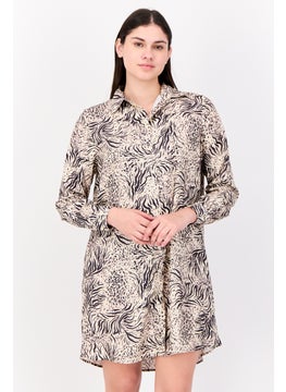 Women Allover Print Shirt Dress, Multicolor