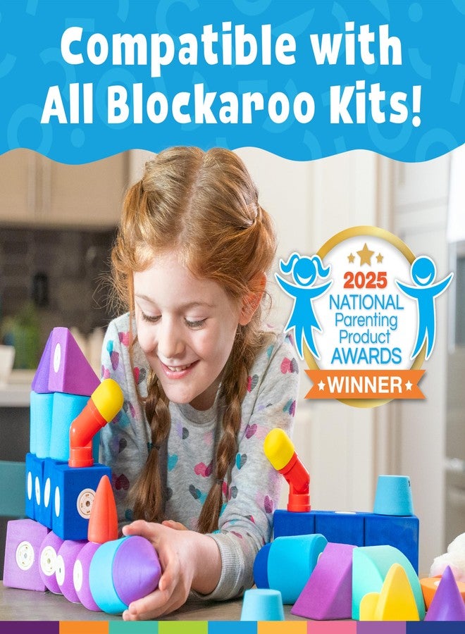 Blockaroo Magnetic Foam Bath Building Blocks - 50-Piece Trunk Set, Preschool Toys, Bathtub Toys, Sensory Toys, Engineering Toys for Kids 3-5 - Image 5