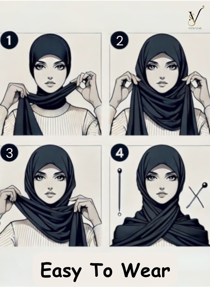 VIEW STAR Viewstar Stretchable Premium Soft Hijab Scarf for Women – Lightweight, Breathable & Elegant Headscarf - Fashionable Modest Wear for Everyday & Special Occasions - Scarf For Umrah fits to all  - Image 3