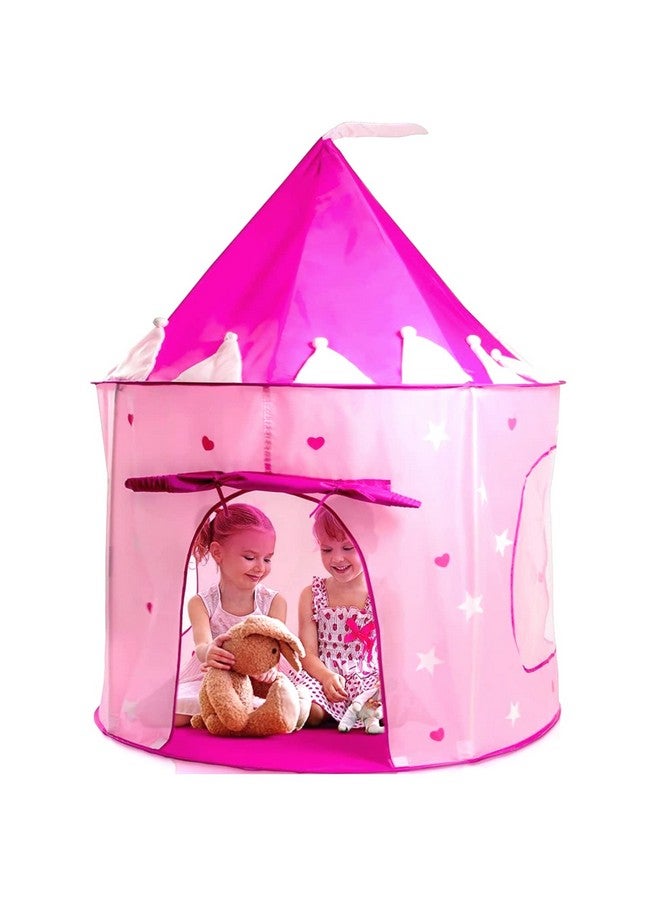 Play22 Play Tent Princess Castle Pink - Features Glow in The Dark Stars - Portable - Kids Pop Up Tent Foldable Into A Carrying Bag - Indoor and Outdoor Use - Original - Image 1