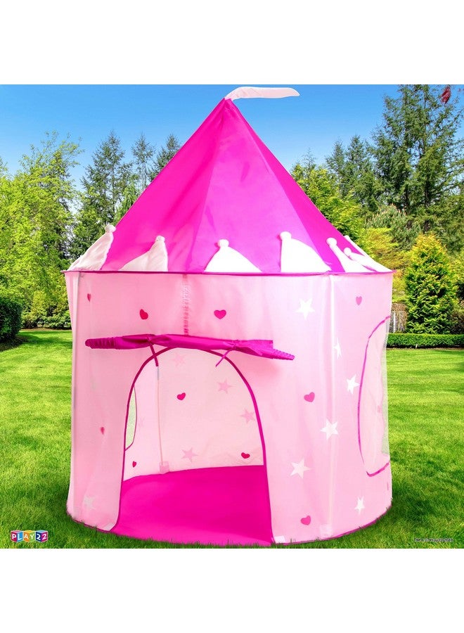 Play22 Play Tent Princess Castle Pink - Features Glow in The Dark Stars - Portable - Kids Pop Up Tent Foldable Into A Carrying Bag - Indoor and Outdoor Use - Original - Image 2