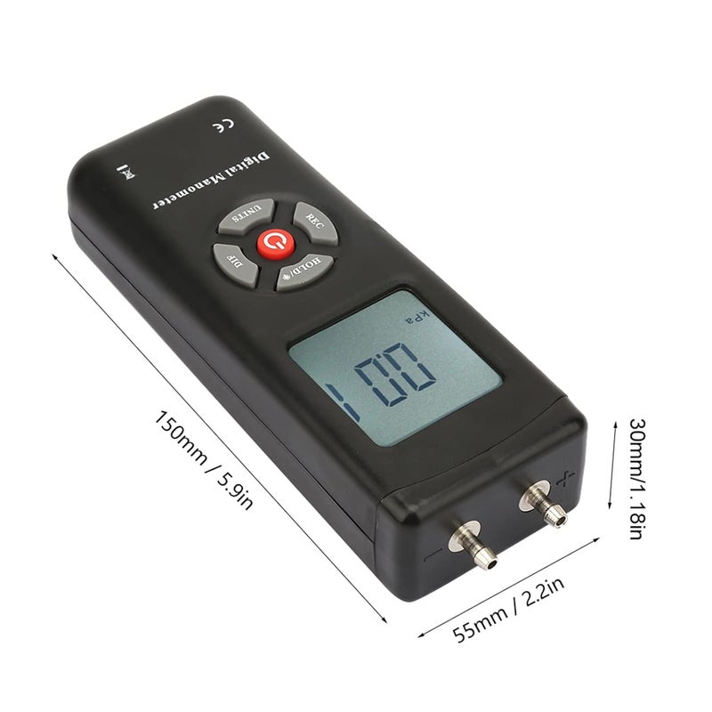 LiebeWH Digital Manometer Differential Pressure Gauge 11 Units with Backlit Display MaxMinAvg Data Retention for HVAC Ventilation Airflow Measurement - Image 3