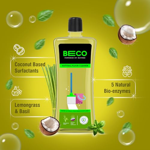 Beco Natural Disinfectant Surface & Floor Cleaning Liquid | 1L Bottle | Non Toxic Germ Kill Formula | Lemongrass & Basil Freshness | Safer Than Phenyl | Kids Safe & Pet Friendly Floor Cleaner Liquid - Image 2