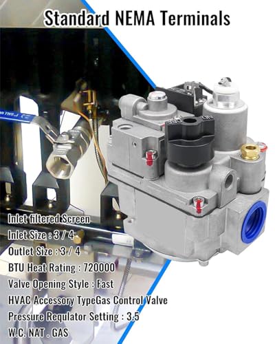 Vaticas 700-506 Gas Valve 720000 BTU/H Fit for Robertshaw 700 Series, Combination Furnace Gas Valve Repair Parts, Fast Opening, for Natural, Manufactured, Mixed, LPG and LPG/Air Mixtures - Image 3