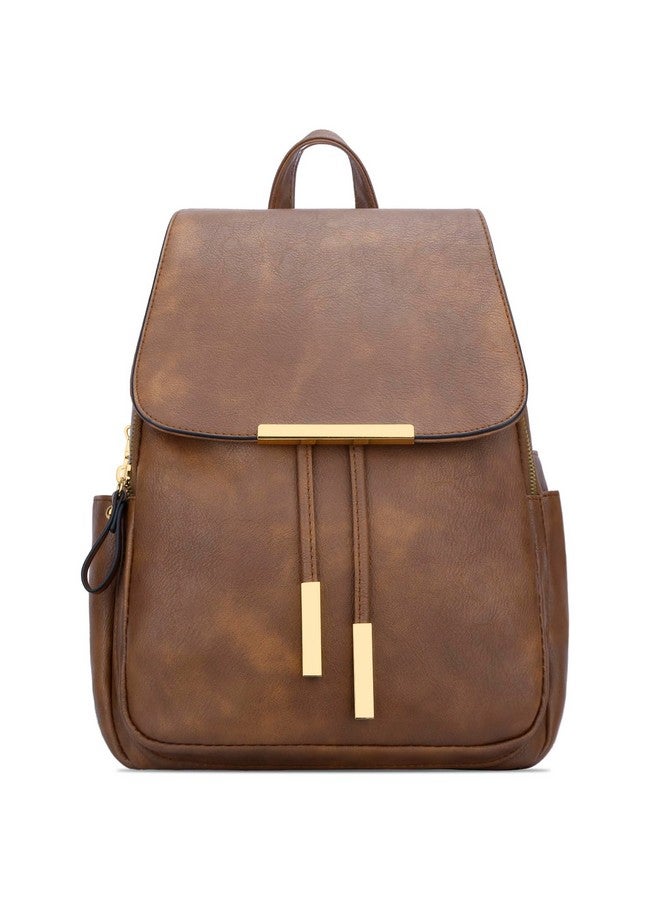 KKXIU Trendy Vegan Leather Backpack Purse for Women and Ladies Shoulder Travel Daypacks Bags (Z-Brown) - Image 3