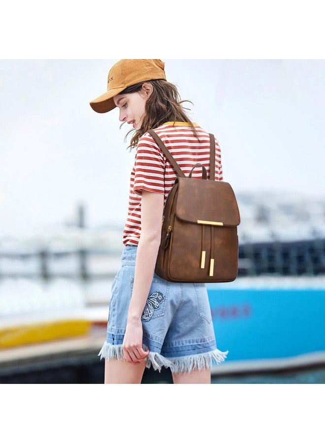 KKXIU Trendy Vegan Leather Backpack Purse for Women and Ladies Shoulder Travel Daypacks Bags (Z-Brown) - Image 1