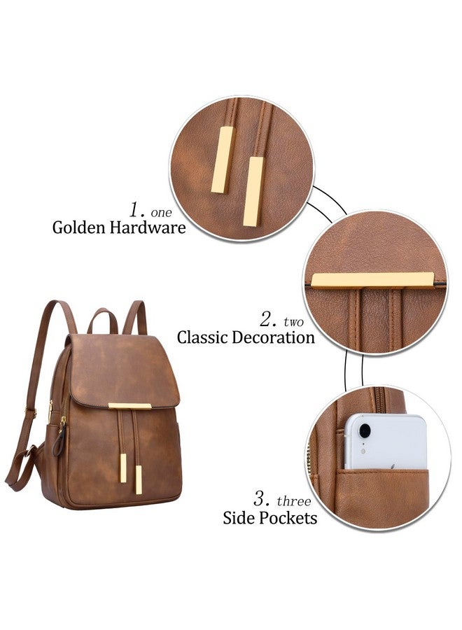 KKXIU Trendy Vegan Leather Backpack Purse for Women and Ladies Shoulder Travel Daypacks Bags (Z-Brown) - Image 2