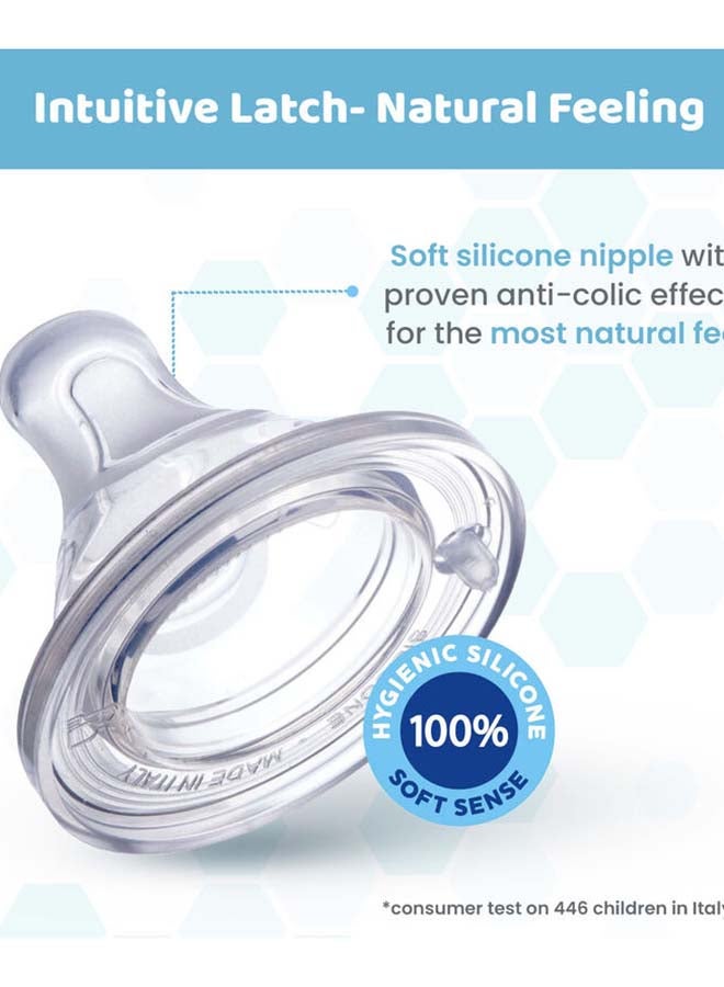 Chicco Well-Being Glass Feeding Bottle (240ml, Medium Flow) (Blue) 2M+ - Image 5