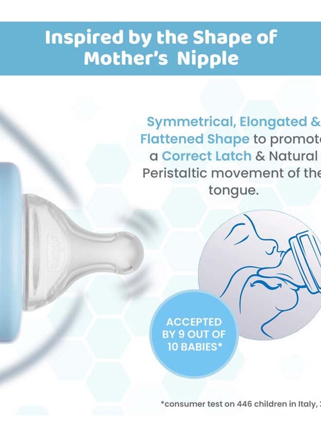 Chicco Well-Being Glass Feeding Bottle (240ml, Medium Flow) (Blue) 2M+ - Image 4