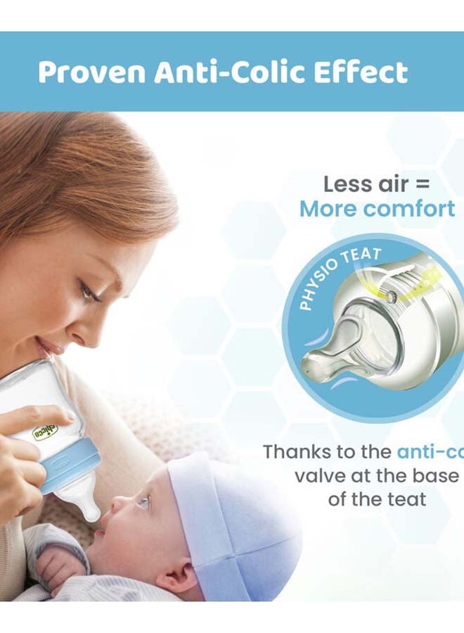 Chicco Well-Being Glass Feeding Bottle (240ml, Medium Flow) (Blue) 2M+ - Image 3