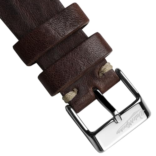 WatchGecko Vintage Simple Handmade Certified Genuine Italian Leather Replacement Watch Strap. Stylish and Durable Mens Wristwatch Strap. Simple double stitching. Easy to fit. Chocolate Brown, 20 mm - Image 3