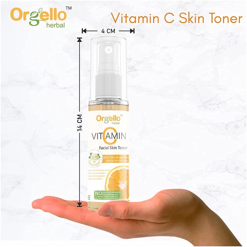 Orgello herbal Rose water spray alcoholfree for face 100 ml Vitamin C Mist toner for face whitening pigmentation 100 ml Pack of 2 - Image 5