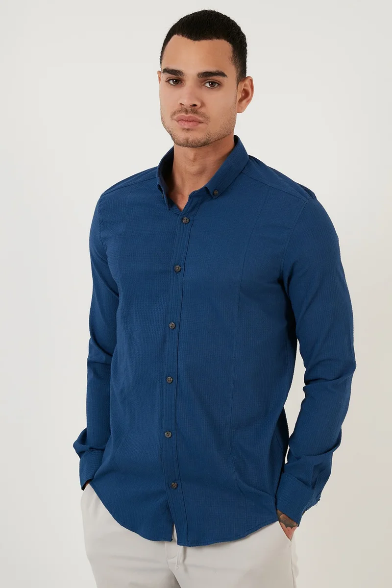 Buratti Button Collar Cotton Shirt Men's Shirt CF21S113008