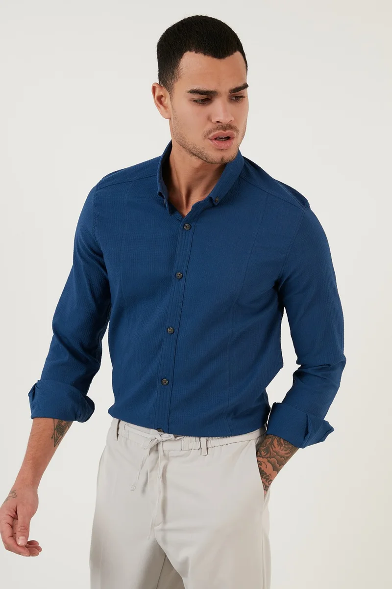 Buratti Button Collar Cotton Shirt Men's Shirt CF21S113008