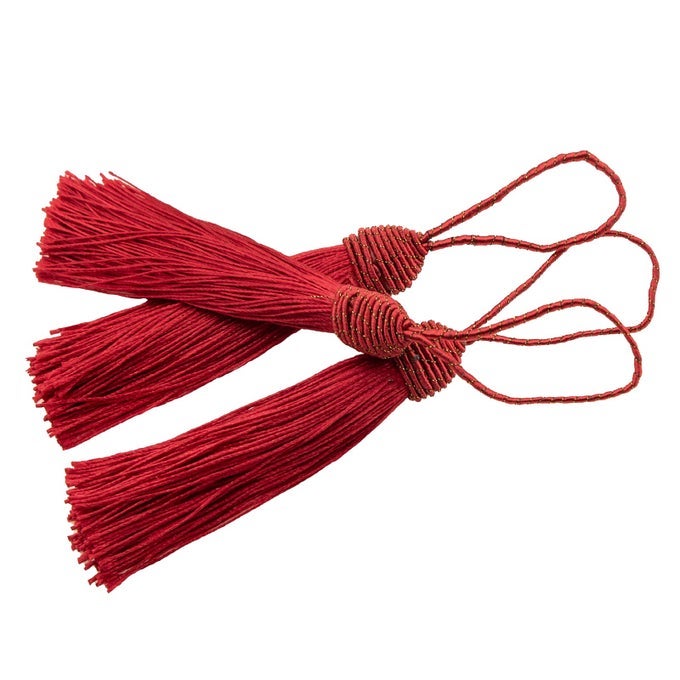 BOOKMARK TASSELS 20PCS 15CM6 INCH DARK RED TASSELS WITH PINEAPPLE HEAD SEWING TASSELS SILKY FLOSS MINI CRAFT TASSELS WITH CORD LOOP FOR KEYCHAIN EARRING JEWELRY DIY CRAFT
