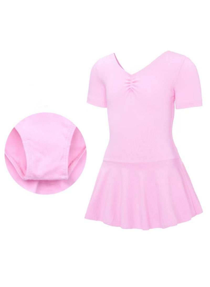 Generic Girl's Short Sleeved Ballet Skirt Dance Skirt 