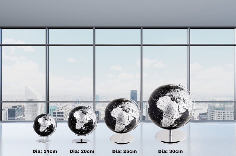 Exerz World Globe Black Dia 55inch Mini Educational Globe of Earth Metal Base Metallic Black - Image 5