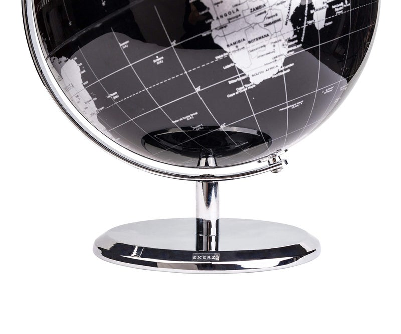 Exerz World Globe Black Dia 55inch Mini Educational Globe of Earth Metal Base Metallic Black - Image 4