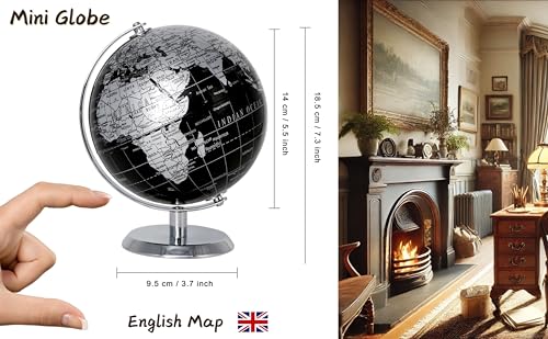 Exerz World Globe Black Dia 55inch Mini Educational Globe of Earth Metal Base Metallic Black - Image 3