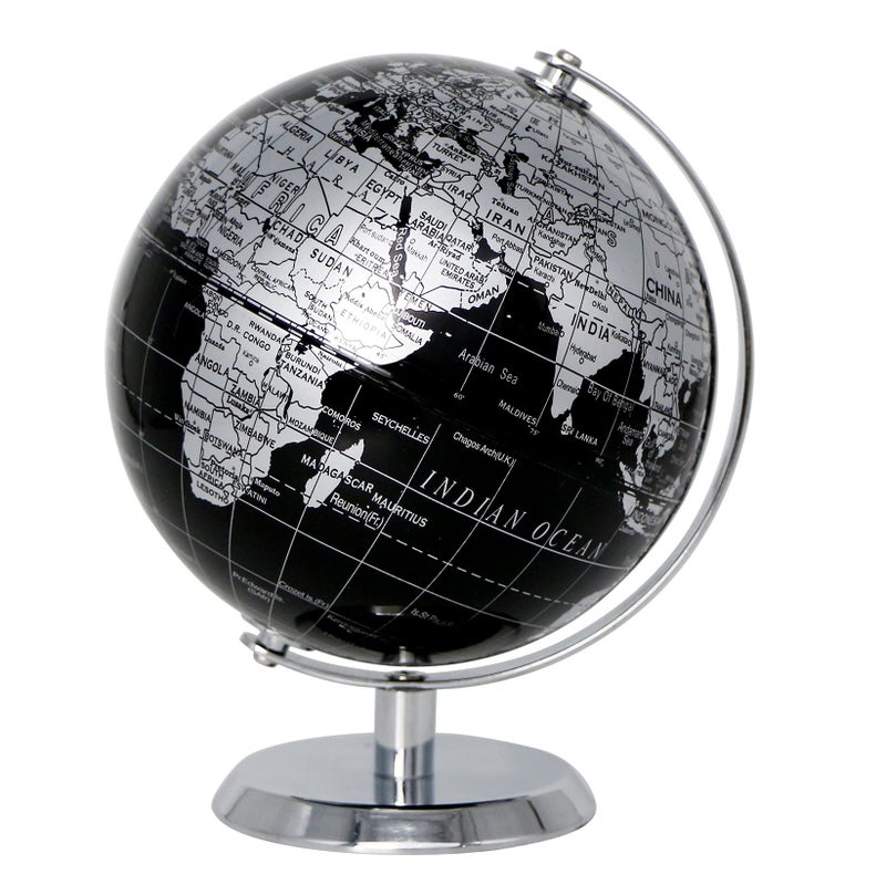 Exerz World Globe Black Dia 55inch Mini Educational Globe of Earth Metal Base Metallic Black - Image 2