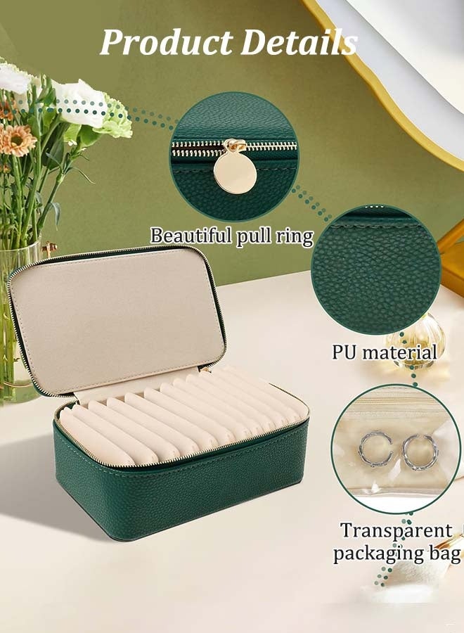 ثمانية فيبيهاوس منظم المجوهرات صندوق مجوهرات مع ١٢ حقيبة مخملية منظم إكسسوارات، علبة تنظيم المجوهرات حقيبة سفر لحفظ القلائد والخواتم والأقراط علبة إكسسوارات منظم مجوهرات منظم مجوهرات لعيد الحب وأعياد الميلاد وحفلات الزفاف تنظيمات اكسسوارات منظمات مجوهرات أفكار لتنظيم صناديق المجوهرات للنساء منظمات اكسسوارات (أخضر مقسم اكسسوارات 21.5 × 12.5 × 8.5 سم) - Image 4