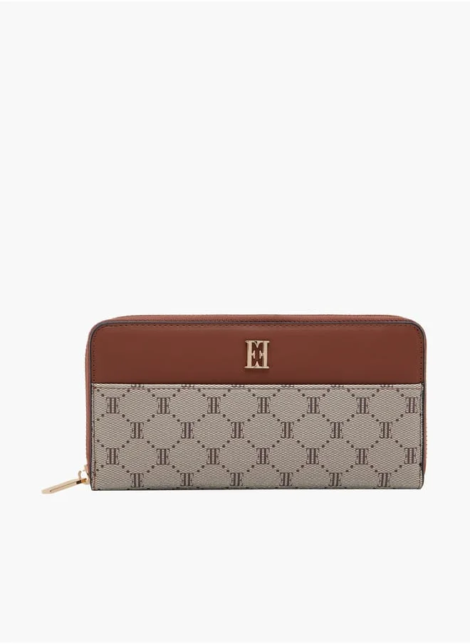 ELLE Monogram Print Zip-Around Wallet