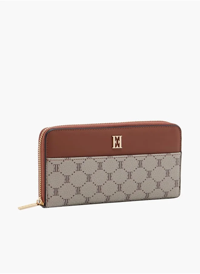 ELLE Monogram Print Zip-Around Wallet