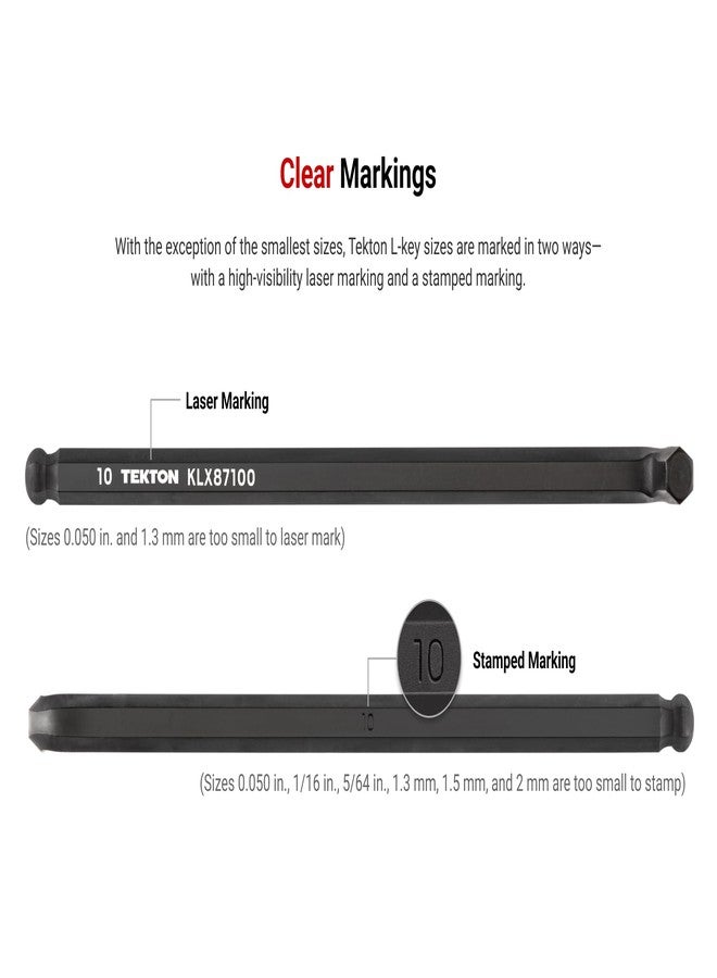 TEKTON Short Arm Ball End Hex L-Key Set with Holders, 23-Piece (0.050-3/8 in., 1.3-10 mm) | KLX91313 - Image 3