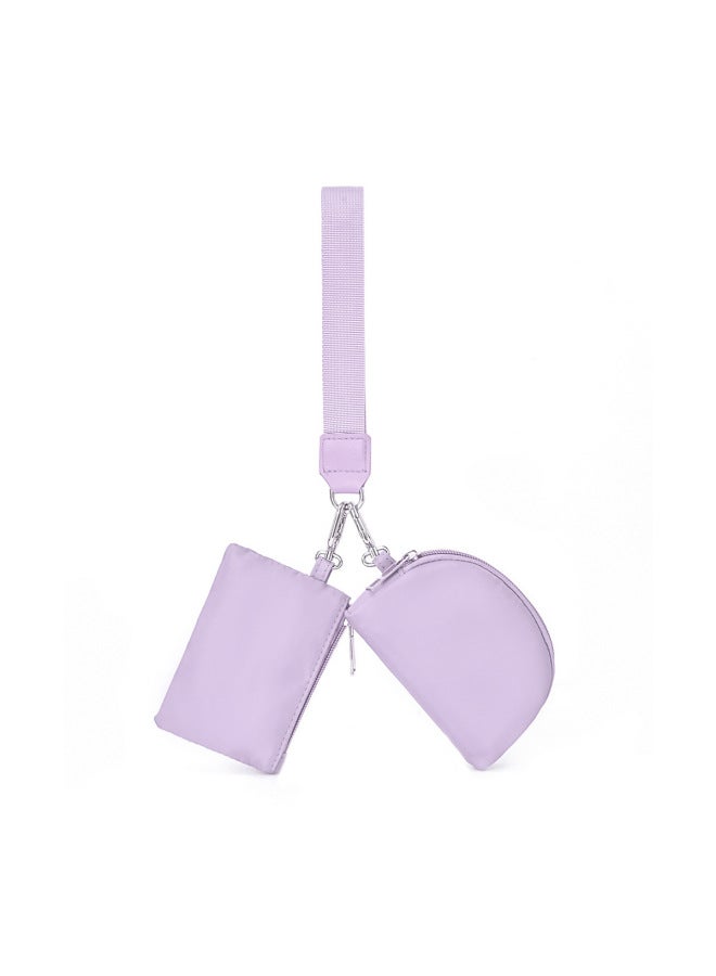 Generic Women's Wristlet Lulu Same Style Multi-functional Fashion Portable Simple Bank Card Mini Coin Purse Women's Key Bag-Color:Purple - Image 1