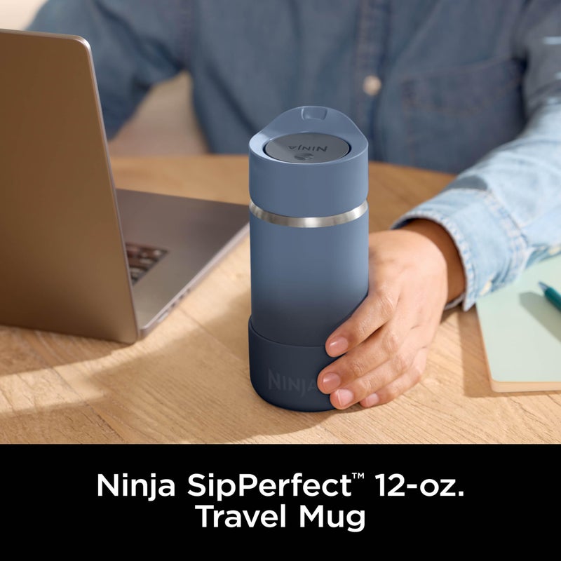 Ninja  Travel Mug  Sip Perfect 12oz  Brings Hot Drinks to Sippable Temperature in Minutes  Stainless Steel  Leak Proof  Dishwasher Safe  Metal Insulated Tumbler  Navy  DW1203NV - Image 2