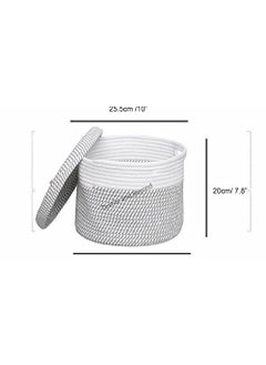 Textile and Beyond Textile and Beyond Boho Home Decor Small Box Rope Storage Organizer Jute Basket for Fruits Laundry Toy Gift Hamper Baby Tray for Living Room Kitchen Washroom 10x8 Inches  - Image 4