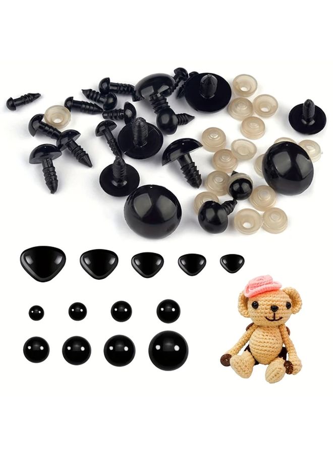 Amigurumi Safety Eyes With Washers 10mm 50pcs Black Plastic Crochet Eyes For Teddy Bears - Image 1