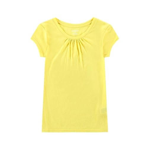 Bienzoe Girl School Uniform Breathable Quick-Dry Short Sleeve T-Shirt Pack C Yellow Pink Crocus Size 10-12 - Image 2
