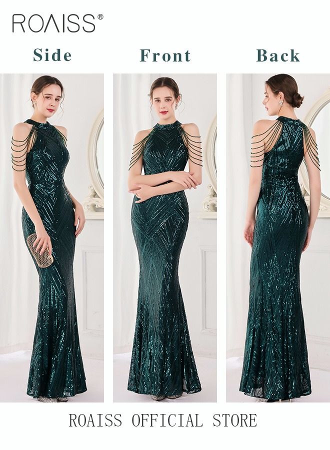 Banquet Party Dress for Women Evening Dresses Sequins Floor-Length Mermaid Style Prom Ball Gown Wedding Elegant Slim Long Formal Dresses Bridesmaid Dress