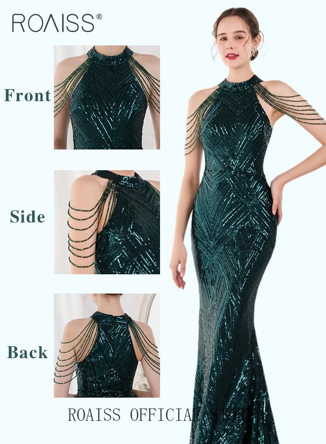 Banquet Party Dress for Women Evening Dresses Sequins Floor-Length Mermaid Style Prom Ball Gown Wedding Elegant Slim Long Formal Dresses Bridesmaid Dress