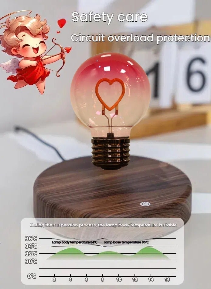 مصباح ليلي معلق مغناطيسيًا على شكل قلب | شحن لاسلكي و دوران 360 درجة | ضوء أجواء رومانسي للعشاق | هدية مثالية للزوجة أو الحبيبة في الأعياد والمناسبات والأعياد الميلادية - Image 4