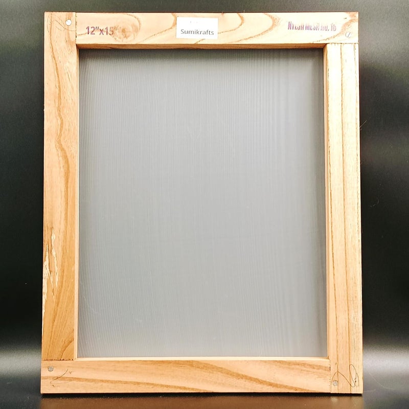 sumikrafts sumikrafts Screen Printing Kit Large Wooden Frame 12 x 15 with PreStretched Nylon Mesh No 16 10Inch Stopper Squeegee  - Image 2