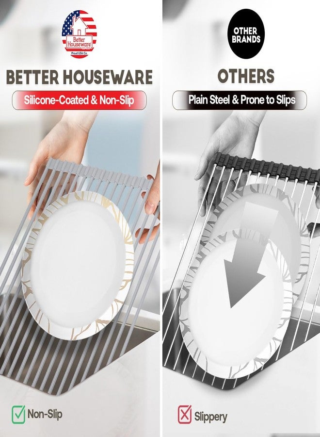 Better Houseware 1434 Over- Over-Sink Roll-Up Drying Rack, Grey - Image 4