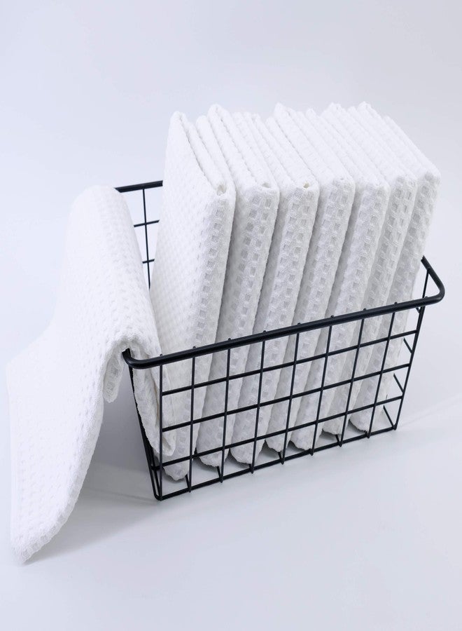 POLYTE Ultra Premium Microfiber Kitchen Dish Hand Towel Waffle Weave, 8 Pack (16x28 in, White) - Image 4