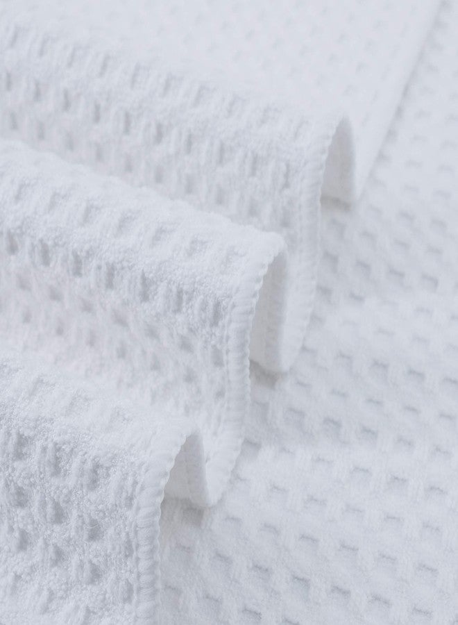 POLYTE Ultra Premium Microfiber Kitchen Dish Hand Towel Waffle Weave, 8 Pack (16x28 in, White) - Image 3