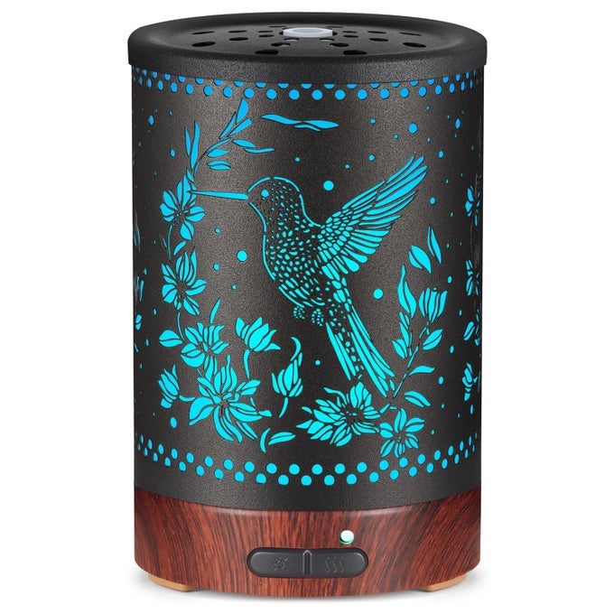 METAL ESSENTIAL OILS DIFFUSER 150ML AROMATHERAPY DIFFUSER COOL MIST HUMIDIFIER WITH 7 COLORS LIGHTS WATERLESS AUTO OFF AIR DIFFUSERS AS GIFTS FOR MOMS WOMEN GIRLS EHUMMINGBIRD