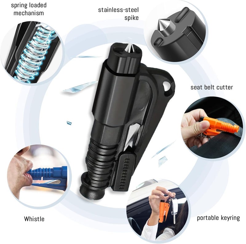 KASTWAVE 8 Pcs Car Window Breaker Tool Keychain, 3-in-1 Glass Breaker, Seatbelt Cutter & Survival Whistle, Emergency Escape Tool for All Cars, Car Accessories - Image 3