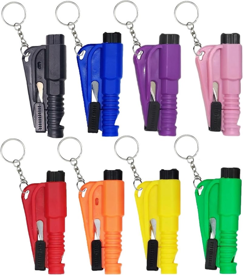 KASTWAVE 8 Pcs Car Window Breaker Tool Keychain, 3-in-1 Glass Breaker, Seatbelt Cutter & Survival Whistle, Emergency Escape Tool for All Cars, Car Accessories - Image 1