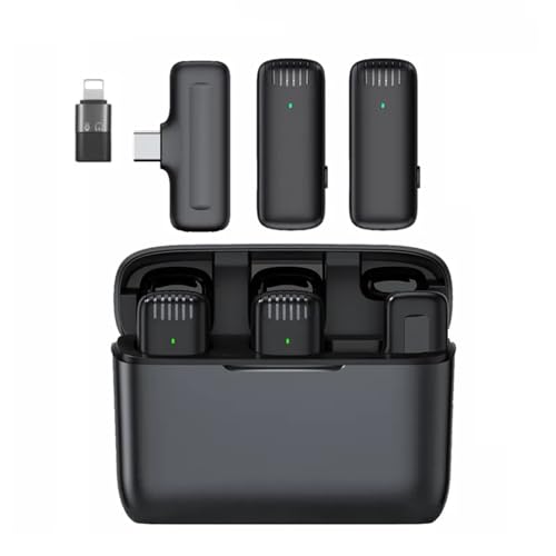 T Teclusive Double Wireless Lavalier Microphone Compatible for Type C iPhone | Wireless Mic with Charging Case | Active Noise Cancellation | Suitable for Vlog Insta You Tube Video Recording (Dual Mic) - Image 1
