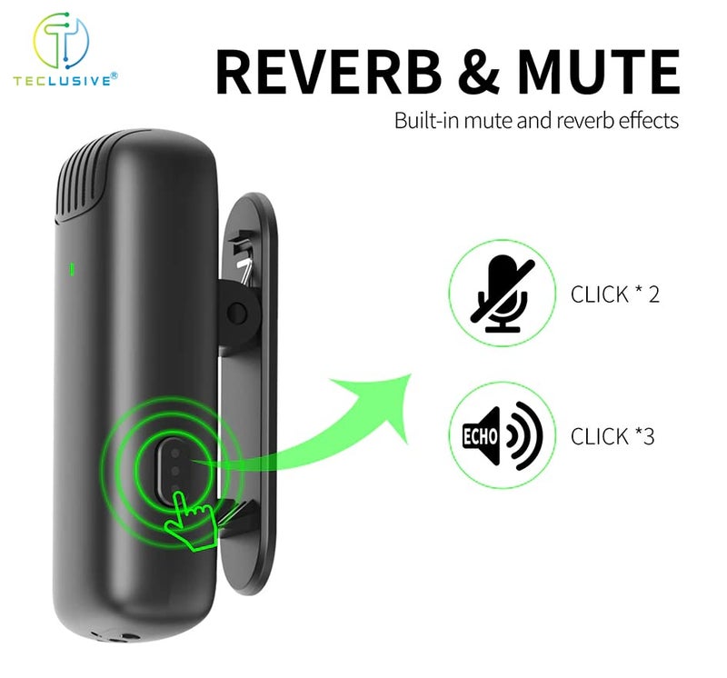 T Teclusive Double Wireless Lavalier Microphone Compatible for Type C iPhone | Wireless Mic with Charging Case | Active Noise Cancellation | Suitable for Vlog Insta You Tube Video Recording (Dual Mic) - Image 3