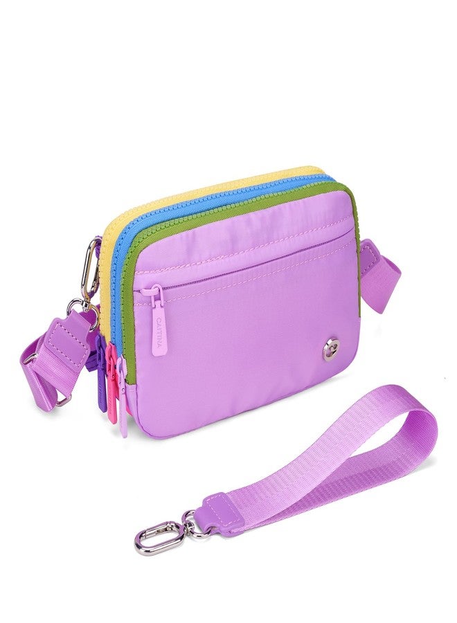 Caitina Women's Nylon Wristlet Handbags, 3-in-1 Small Crossbody Bag, Casual Lightweight Multi-Pocket Shoulder Purse(Lightpurple) - Image 1