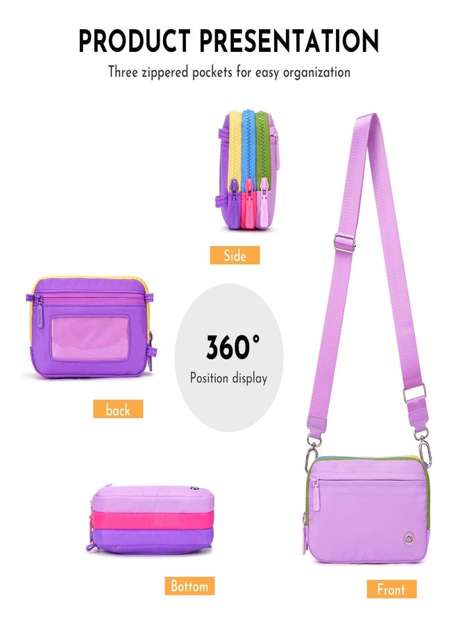 Caitina Women's Nylon Wristlet Handbags, 3-in-1 Small Crossbody Bag, Casual Lightweight Multi-Pocket Shoulder Purse(Lightpurple) - Image 5