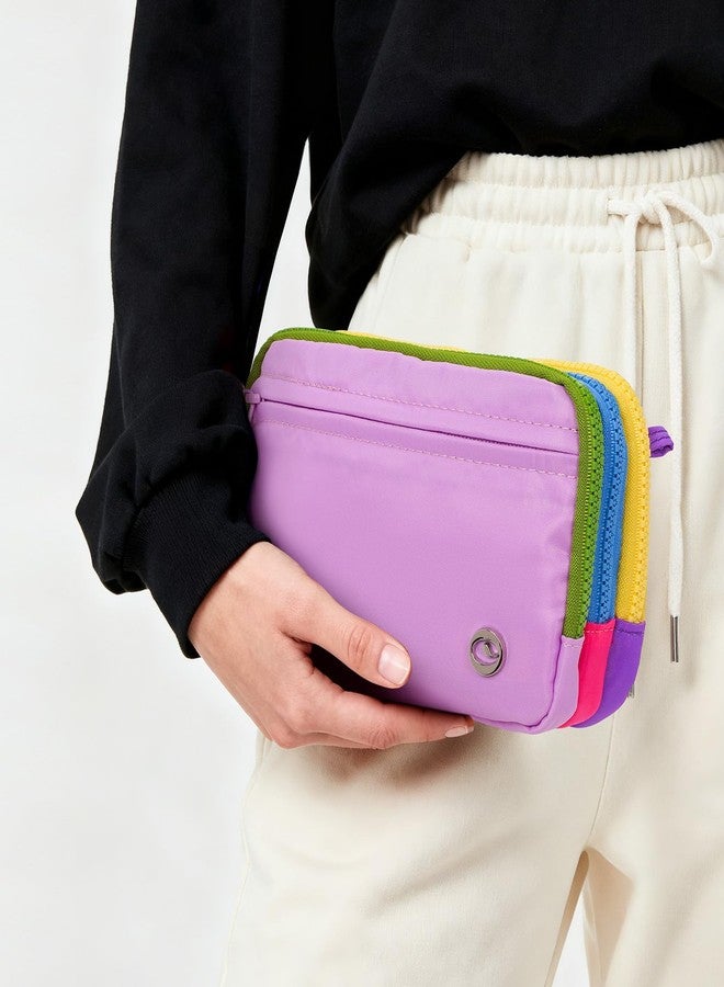 Caitina Women's Nylon Wristlet Handbags, 3-in-1 Small Crossbody Bag, Casual Lightweight Multi-Pocket Shoulder Purse(Lightpurple) - Image 3