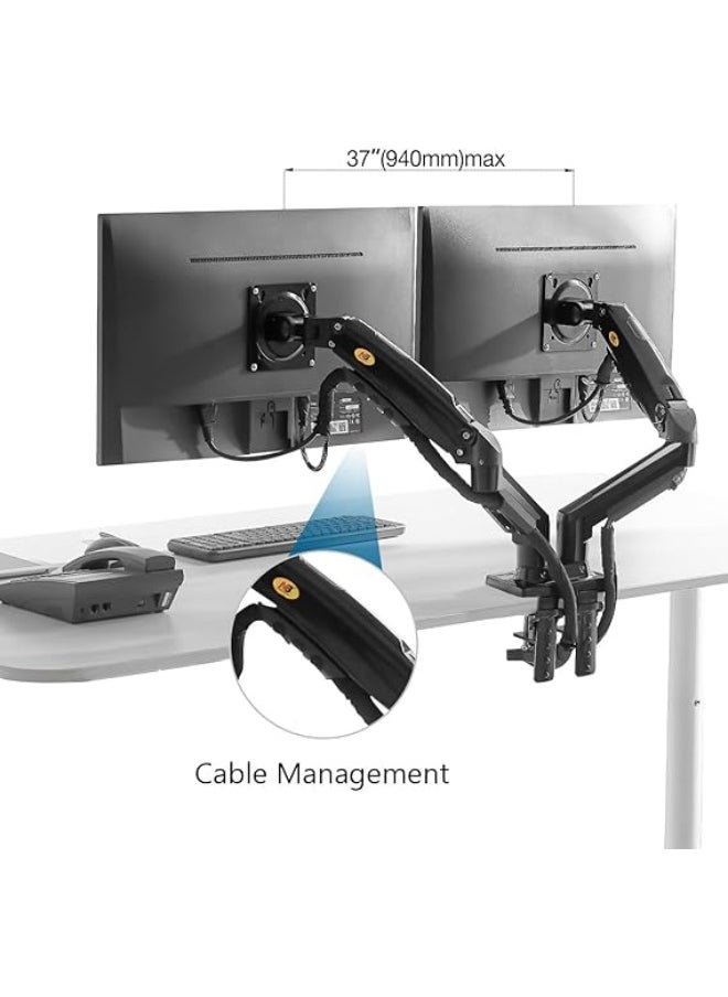 Generic Dual Monitor Mount, Full Motion Swivel Monitor Arm with Gas Spring for 17-27'' Monitors, Load 4.4-19.8lbs, VESA 75/100 F160  - Image 2